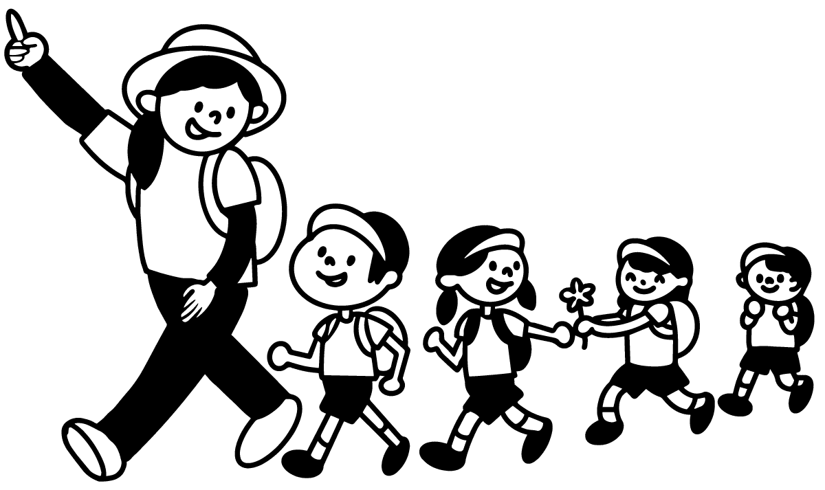 遠足に行く子供たち